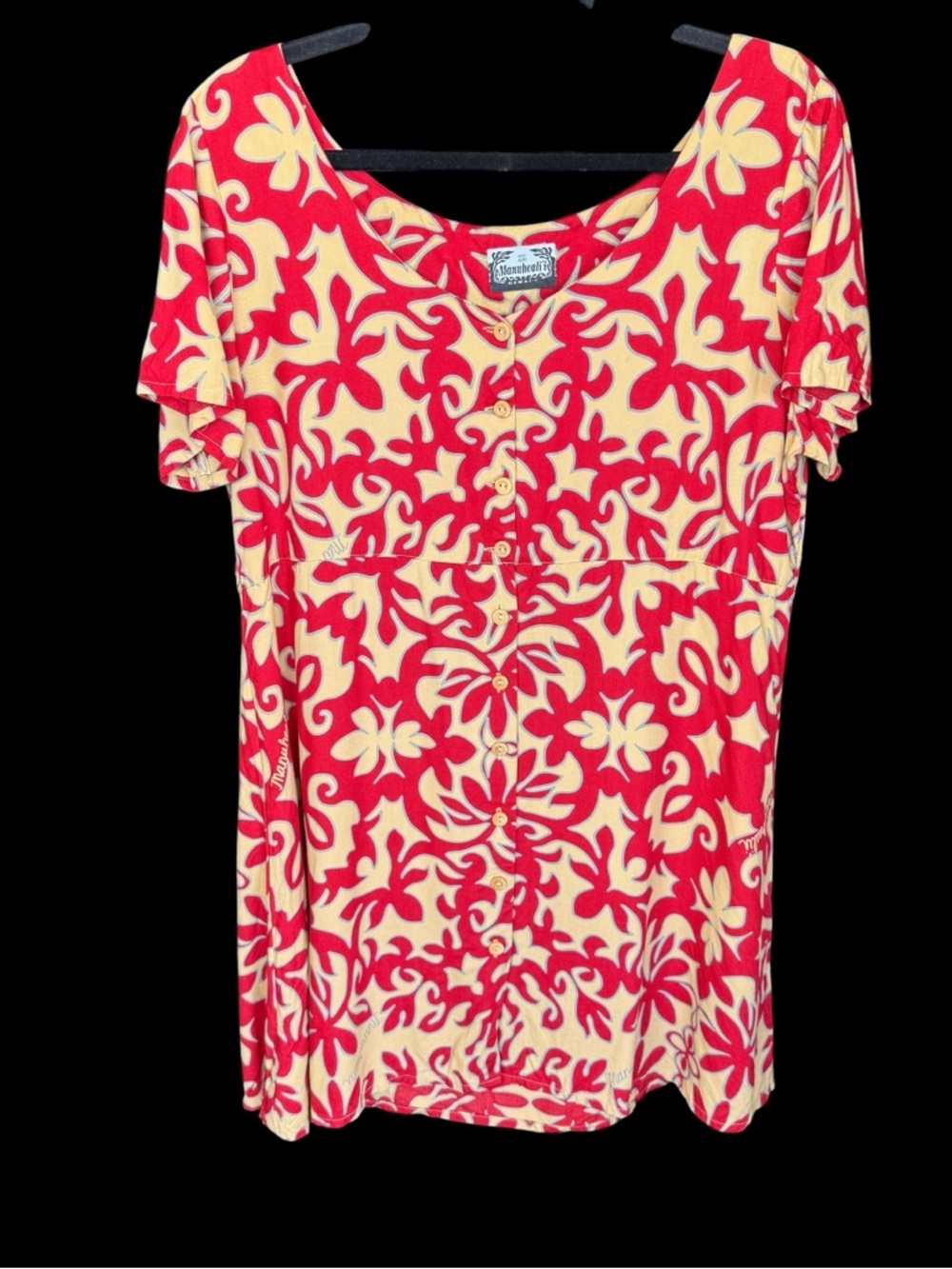 Vintage Y2K Manuhealii short babydoll dress button front fits medium/large